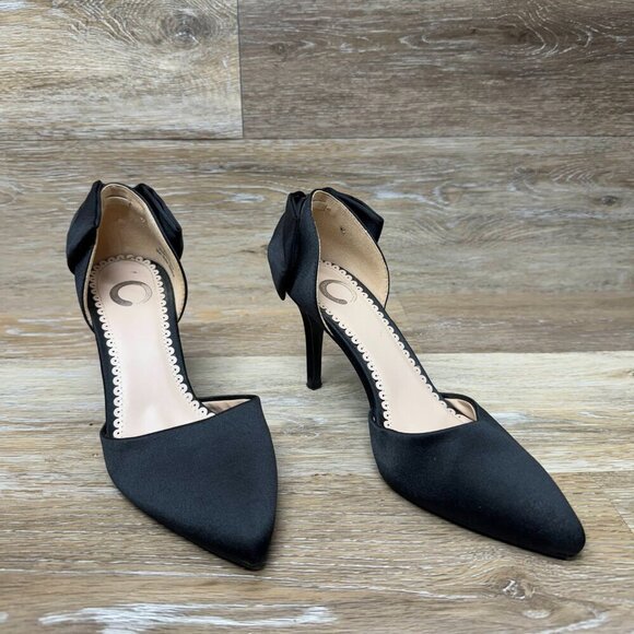 Journee Collection Tanzi Black Satin Stiletto Pump Heels Women's Size 6 - Picture 6 of 6